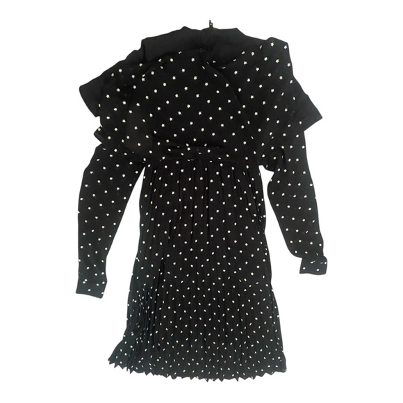 Maje Rivoli Micro-Floral Embroidered Midi Black Dress French Size 38, US Size S - Picture 6 of 10